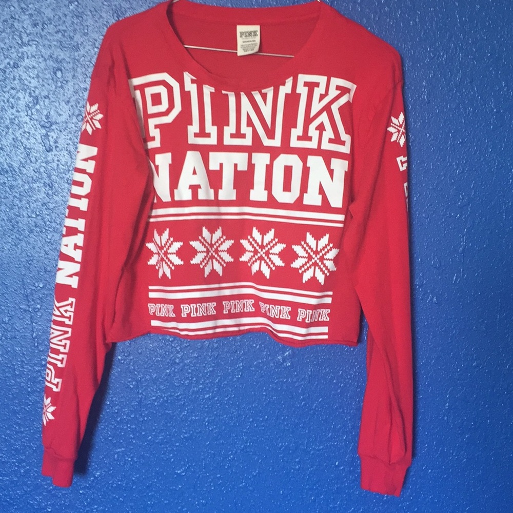 Pink Victoria Secret cropped top long sleeve